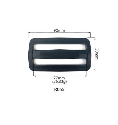 China Customized Printing Logo Tri glide Sliplock Strap Adjust BLACK Buckle Sling Plastic Slide 77mm Big Size Plastic Ladder Buckles for sale