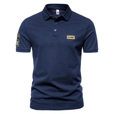 China Anti-Wrinkle Customize Recycled Polyester Mens Embroidered Polo Shirt Short Sleeve Polo T-Shirt for sale