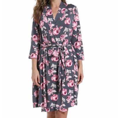 China Breathable Floral Print Nightgown Nightgown Sleepwear Leisure Oversized Robes for sale