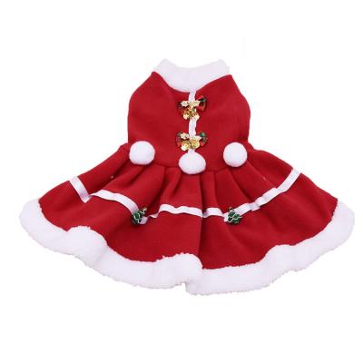 China Sustainable Factory Wholesale Winter Fleece Padded Dog Christmas Skirt Pet Dress Clothes for sale