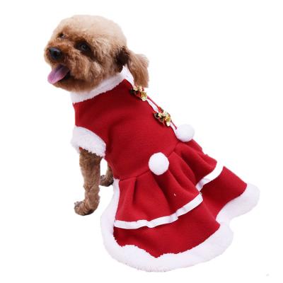 China Sustainable Factory Wholesale Winter Fleece Padded Dog Christmas Skirt Pet Dress Clothes On Sale for sale