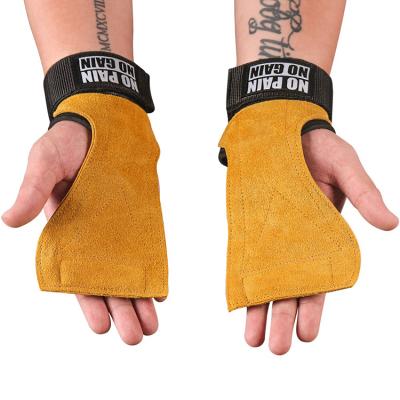 China Strength Training Gym Weightlifting Exercise Palm Protector Leather Hand Grips Guard for sale