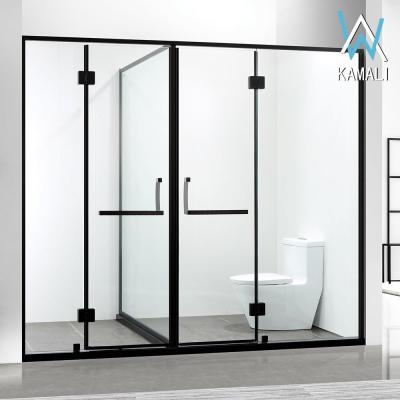 China With View Kamali 304SS Hinge Stainless Steel Toilet Shower Room Black Luxurious Special Adjustable 10mm Walk In Bath Folding Shower Screen for sale