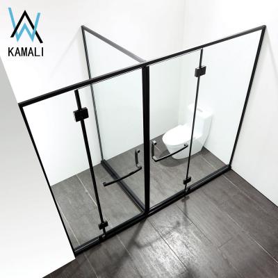 China With View Kamali 304SS Custom Extend Shower Door Prices Dubai RV Complete Bathroom Black Framed Glass Temporary Glass Enclosure for sale