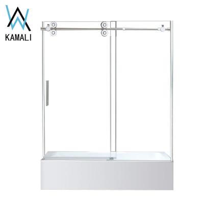 China Hot Selling Foshan Kamali Factory Price Customizable Frameless Tempered Glass Tub Frameless Shower Screen, Mood Shower Glass Door for sale