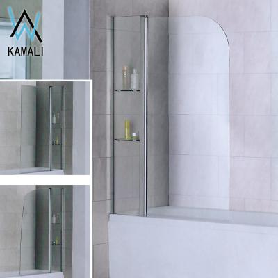 China 2019 Hot Sale Kamali Factory Price Customizable Frameless Frameless Tempered Glass Pivot Tub Shower Door, Bathroom Shower Screen for sale