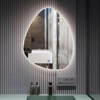 China Kamali Simple Design Hotel Irregular Shaped Magnifying Custom Luxury Illuminated Defog Glass LED Backlit Bathroom Wall Mounted Smart Mirror for sale