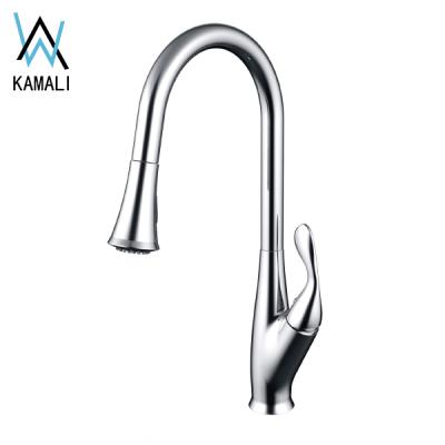 China Kamali Foshan Contemporary Modern Cupc Cheap Handle Pull Out Industrial Commercial Black Outdoor Single Handle Water Zinc Sink Kitchen Faucet for sale