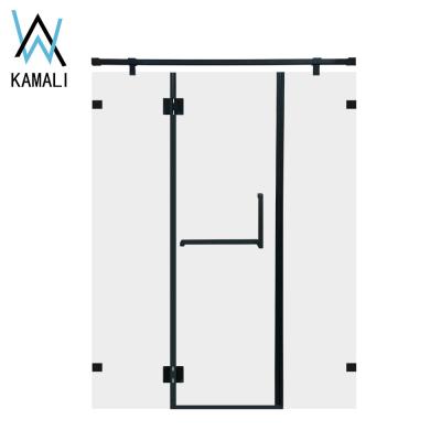 China Eco-friendly Kamali 2022 Popular Cheap New Black Color Frameless Glass Shower Doors for sale