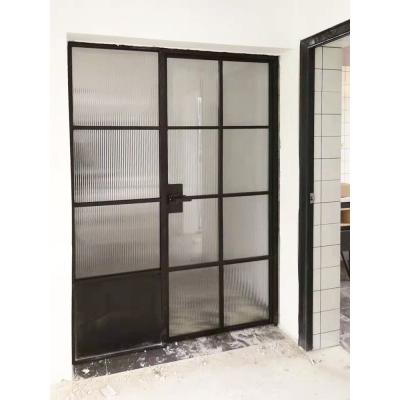 China Modern French Style Galvanized Steel Front Double Enclosure Exterior Casement Door With Glass Residential For Homes for sale