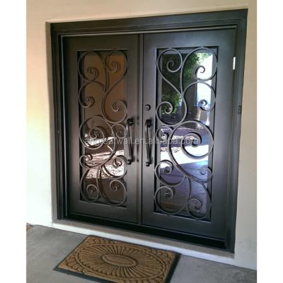 China Modern Decorative Wrought Iron Front Entry / Single Entry Iron And Double Door Design for sale