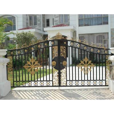 China A Sturdy Wrought Iron Gate With Elegance Appearance Outdoor Metal Sliding Wrought Iron Gate Galvanized Steel Fence Door Iron Gate Design for sale