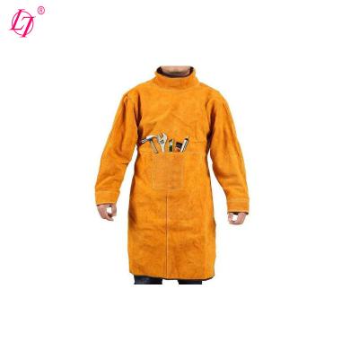 China Protective Welding Jacket Leather Welding Apron Anti Scald Flame Retardant Coat for sale