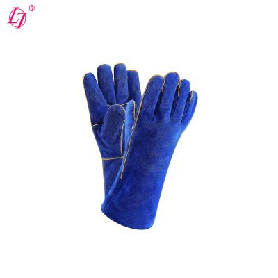 China Fire Proof Top Grain Cowhide MIG Leather Welding Gloves with Reinforced Thumb and Palm Index Finger Seamless Forfinger for sale