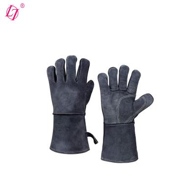 China Fire Proof Safety Leather Welding Gloves for Extra Large MIG CAT Heat Resistant Wood Stoves Outdoor Cooding for sale