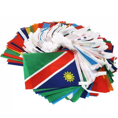 China Custom Health Care Institutes String Flag Soccer Mini Polyester Country Bar Celebration Flag Bunting Flag String for sale