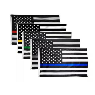 China Health Care Institutes USA 3x5 Feet Stripes Yellow Green Red White And Blue Black Blue GrayAmerican Flag Thin Police Line Us USA Flag for sale