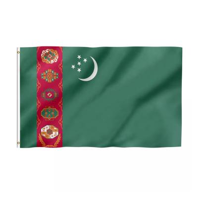 China Hot Selling Health Care Institutes Double Side Printed 100%Polyester For Advertising Outdoor Decoration Custom National Flag Of Turkmenistan for sale