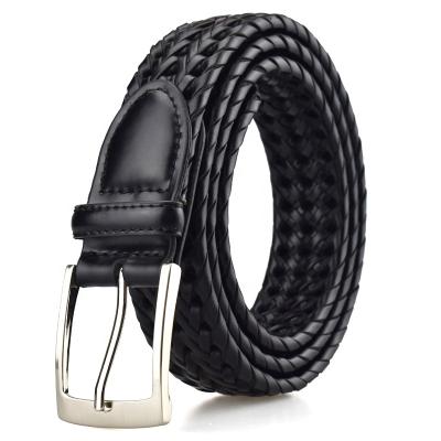 China 3507 Wholesale Black Mens Fashionable Braided PU Brown Leather Belt With Zinc Alloy Buckle for sale