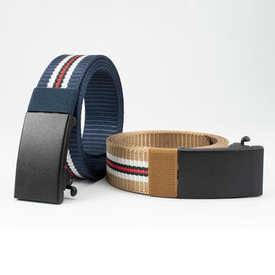 China Men Fashion 193539 Wholesale Custom Designer Outdoor Belts Fashion Trend Canvas Belt Striped Nylon Tactical Belt for sale