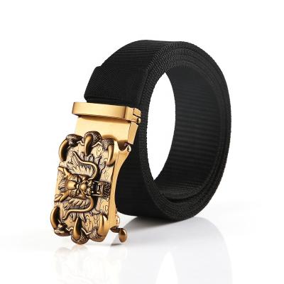 China Men's fashion 193501 hot new fashion alloy high quality toothless adjustable automatic buckle men's nylon belt for sale