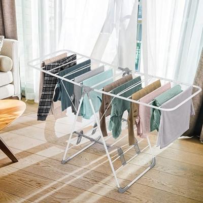 China Living Room 2 Layers Large Shoes Foldable Adjustable Waist Sling Towel Laundry Clothes Drying Rack For Balcony Indoor Outdoor Blue for sale