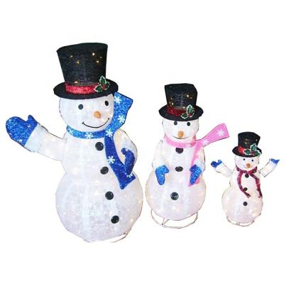 China Christamas Decoration Pre-Bed Light Up Folding Inflatable Snowman Family of 270 Decoration Christmas Lights Indoor Outdoor Yard Decorations 3 Pieces for sale