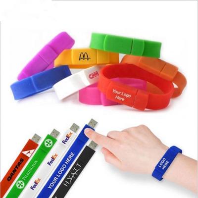 China Advertising-Wholesale Promotional Pens Promotional Pens USB Flash Drive PVC Wristband Rubber USB Pen Drive With Logo Printed for sale