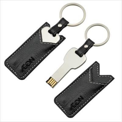 China Waterproof Hot Sale Leather USB Key Shape Leather Drive With Logo Custom USB Key for sale