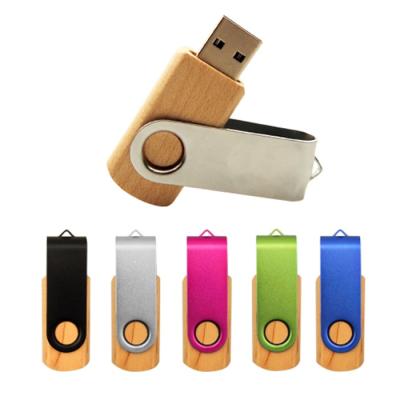 China Promotional Items Swivel Wooden USB Flash Drive 2gb 4gb 8gb With Logo Customized Metal Bamboo Pendrive for sale