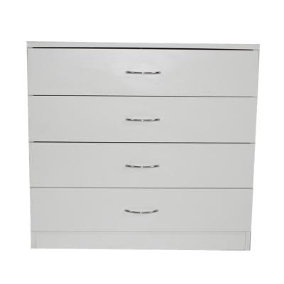 China Durable White Melamine Pb/Mdf Wooden 4 Drawer Chest For Living Room Storage for sale