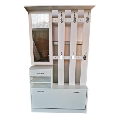 China Multifunctional Melamine Shoe Cabinet with Mirror and Coat Rack Cabinet for Hallways Furniture Set for sale