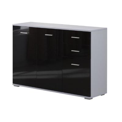 China High Gloss Wood Cabinet Unit Chest Unit Cabinet Furniture Kitchen Sideboard UV Black Black Cupboard With 3 Doors And 2 Drawers for sale