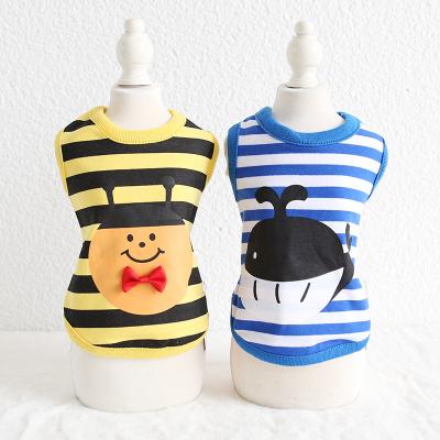 China 2019 New Spring&Summer Pet Clothes Bees Whale Striped Vest Two Dog Clothes Viable Cute Feet for sale