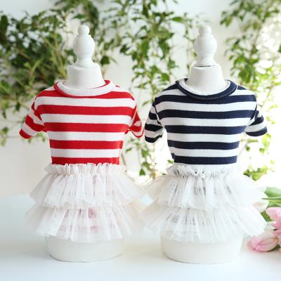 China French Concise Striped Dog Dress Sustainable Small Dog Winter Clothes Water Resistant for sale