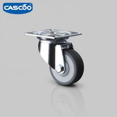 China Non-marking CASCOO 50mm Plate Swivel Caster Thermoplastic Rubber With Single Ball Bearing For Furniture Caster for sale