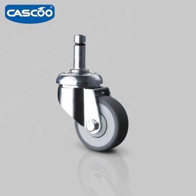 China Non-marking CASCOO Swivel Caster with Backing Stem Thermoplastic Rubber with Single Ball Bearing for Small Light Duty Carts for sale