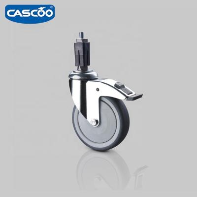 China Non-marking CASCOO 125mm Expander Fixture with Plastic Pedal TPR Caster for Furniture or Light Duty Trolley for sale