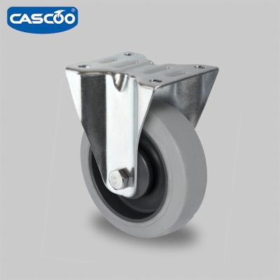 China CASCOO Flat Free 5 Inch Fixed ESD Anti-Static TPR Rubber Trolley Caster Wheels for sale