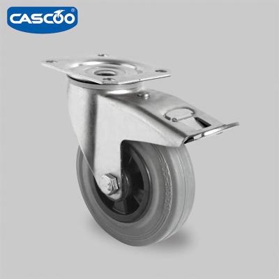 China PIVOT CASCOO 125mm Gray Solid Rubber Wheel For Trolley With PP Core , Industrial Caster for sale