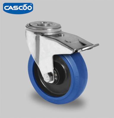 China CASCOO Flat Freestanding Warehouse Push Trolley Industrial Trolley Light Rubber Caster Wheels 200kg With Brake for sale