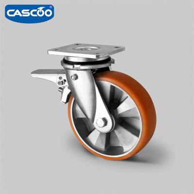 China CASCOO Heavy Duty Wholesale 8 Inch PU 800KG Anti Friction Heavy Duty Caster Wheels for sale