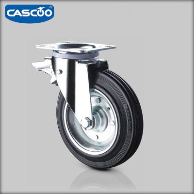 China CASCOO Flat Free Solid Rubber Plastic Waste Bin Caster , Wheels For Containers For Garbage for sale