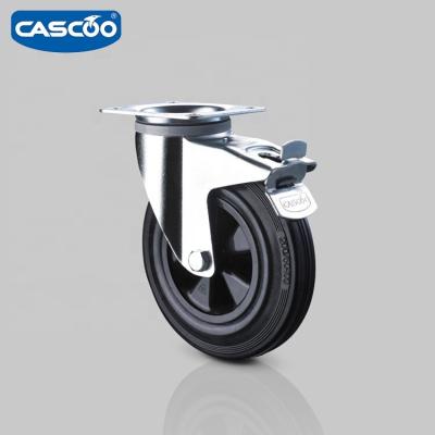 China PIVOT CASCOO Metal Garbage Bin Wheel , Rubber Bin Black Casters for sale