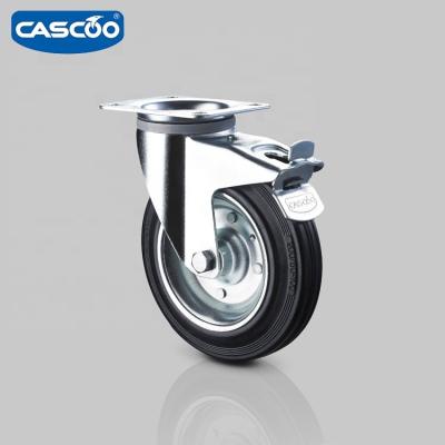 China CASCOO SWIVEL 8 inch steel rim swivel with solid rubber brake caster for waste container for sale