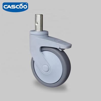 China Swivel With Brake CASCOO Bolt Hole Brake With Stem Caster Swivel Thermoplastic Rubber Medical Caster Plastic Caster for sale