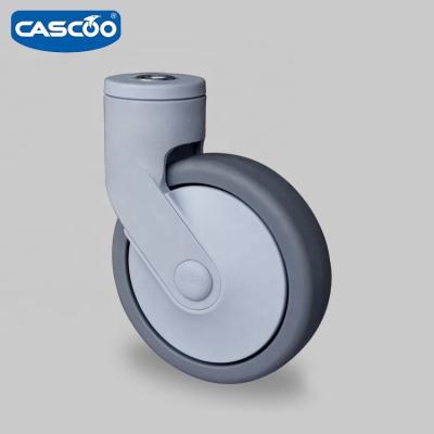 China CASCOO 125MM Flat Free Bolt Hole Caster Thermoplastic Rubber Wheel For Plastic Shopping Trolley for sale