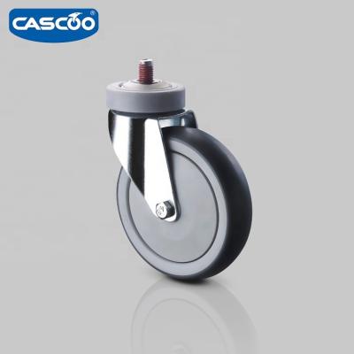 China PIVOT CASCOO 125mm Swivel Bolt Hole Caster Thermoplastic Rubber For Shopping Cart With Step for sale