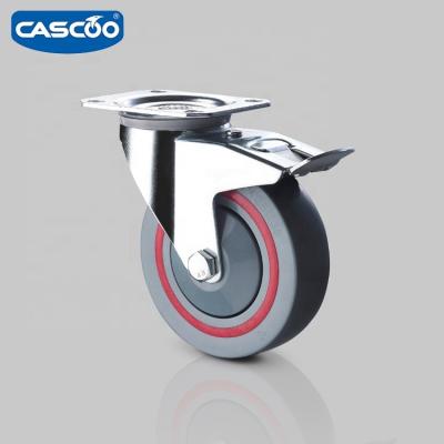 China Hotels CASCOO 100 Mm Swivel With Brake Polypropylene Sandwich Wheel For Metal Container for sale