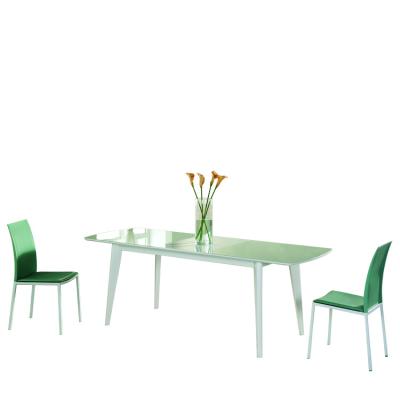 China Modern Foldable Dining Room Furniture Transforming Extendable Rectangle Dining Table Glass Top Wood Set for sale